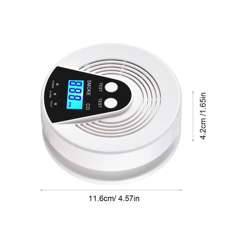 Smoke and Carbon Monoxide Alarm LCD Display CO Detector Smoke Alarm Voice Alert Combination Smoke and CO Alarm Battery Powered  |   Gas detection equipment Gas detection equipment Gas detection equipment