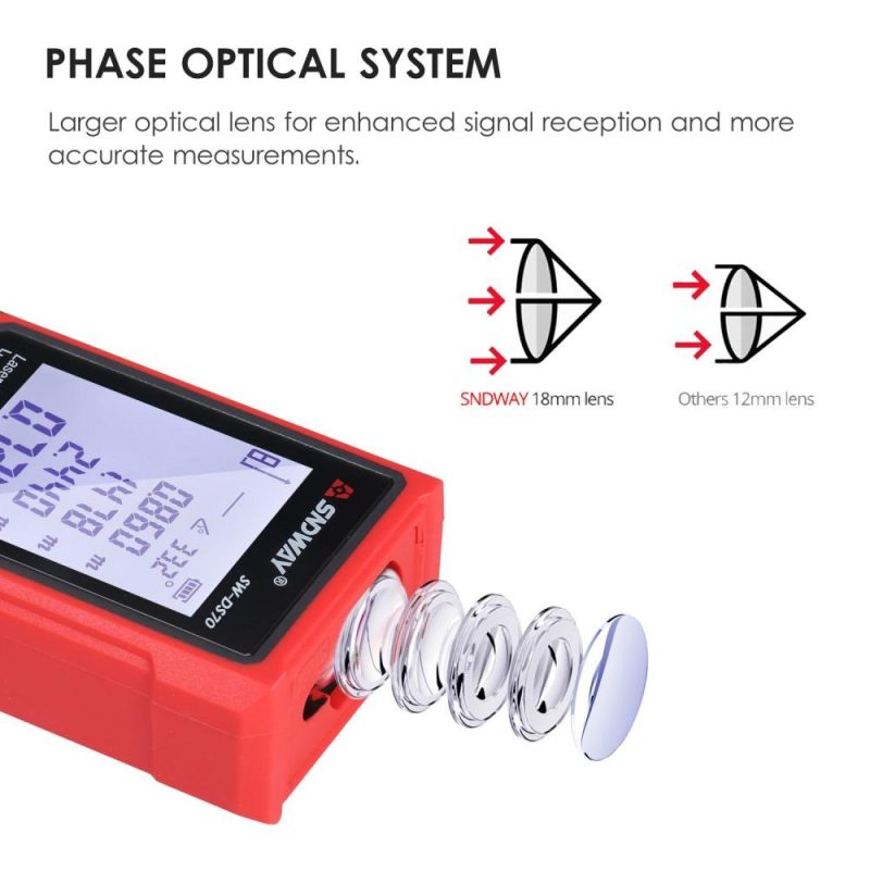 SNDWAY 70M Portable Laser Distance Meter Handheld Digital Laser Rangefinder Intelligent High Precision Infrared Electronic Ruler Laser Ruler Distance Measuring Instrument  |   Laser Rangefinders Laser Rangefinders Laser Rangefinders