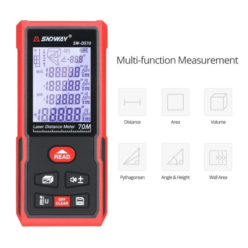 SNDWAY 70M Portable Laser Distance Meter Handheld Digital Laser Rangefinder Intelligent High Precision Infrared Electronic Ruler Laser Ruler Distance Measuring Instrument  |   Laser Rangefinders Laser Rangefinders Laser Rangefinders