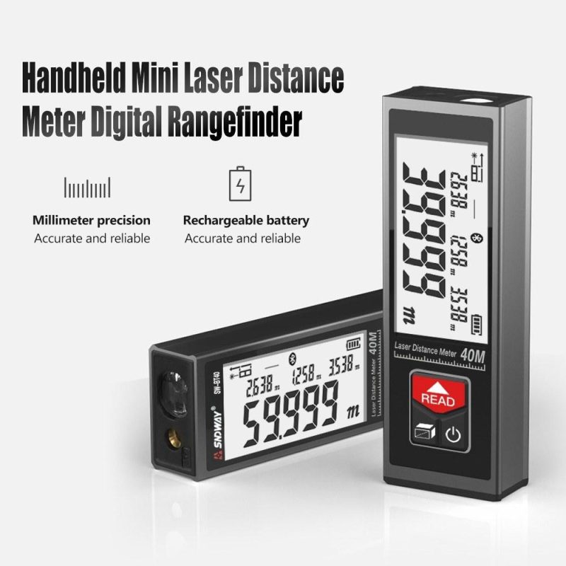 SNDWAY SW-B40 Laser Distance Meter Handheld Rangefinder Digital Mini Distance Measuring Meter Indoor Rechargeable Electronic Space Measurement Device for Length Area Volume  |   Other Instruments Measurement & Analysis Instruments Other Instruments