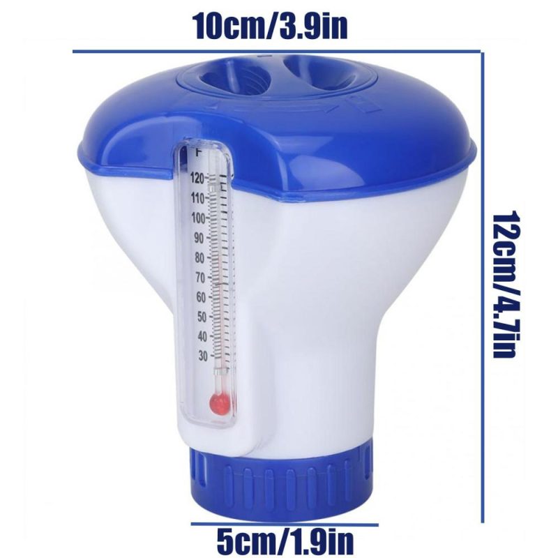 Soap Dispensers Floating Swimming Pool Chemical Chlorine Dispenser with Thermometer Tablet Soap Dispenser Pump Shower  |   Other Nature Element Measurements Measurement & Analysis Instruments Blue