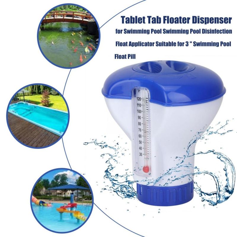 Soap Dispensers Floating Swimming Pool Chemical Chlorine Dispenser with Thermometer Tablet Soap Dispenser Pump Shower  |   Other Nature Element Measurements Measurement & Analysis Instruments Blue