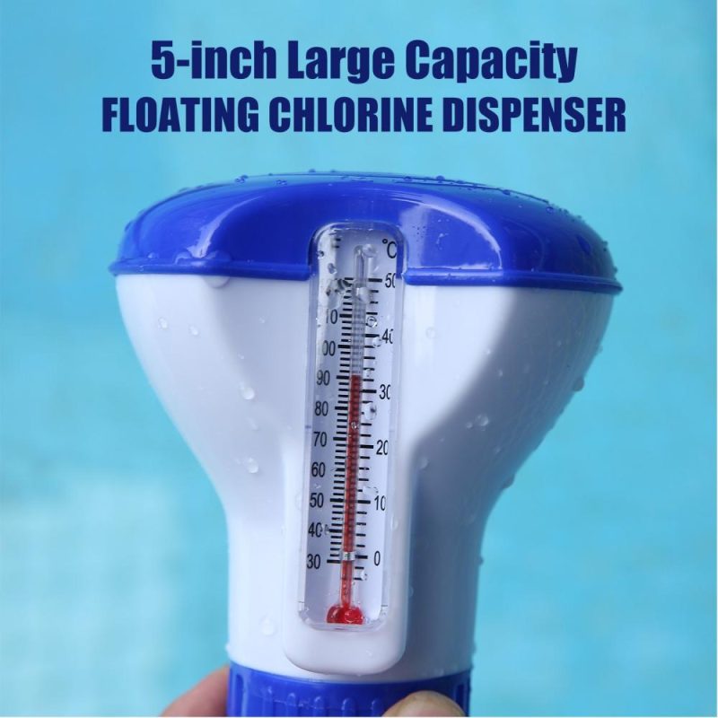 Soap Dispensers Floating Swimming Pool Chemical Chlorine Dispenser with Thermometer Tablet Soap Dispenser Pump Shower  |   Other Nature Element Measurements Measurement & Analysis Instruments Blue