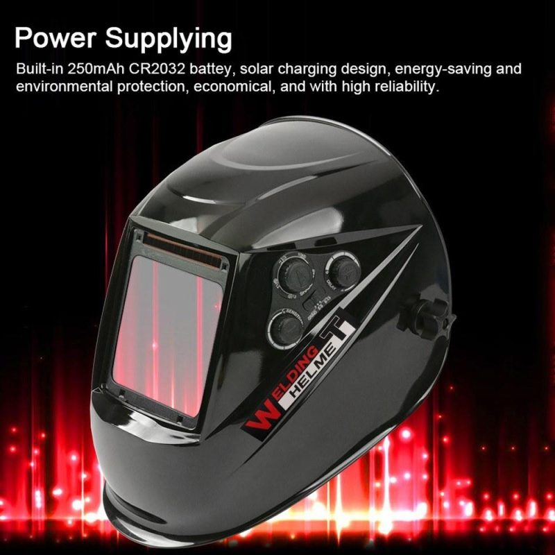 Solar Charging Automatic Dimming Welding Mask 130℃ High Temperature Resistant  Large View True Color Facemask for Arc Welding Grinding Cutting  |   Safety & Protective Gear Professional Tools Black