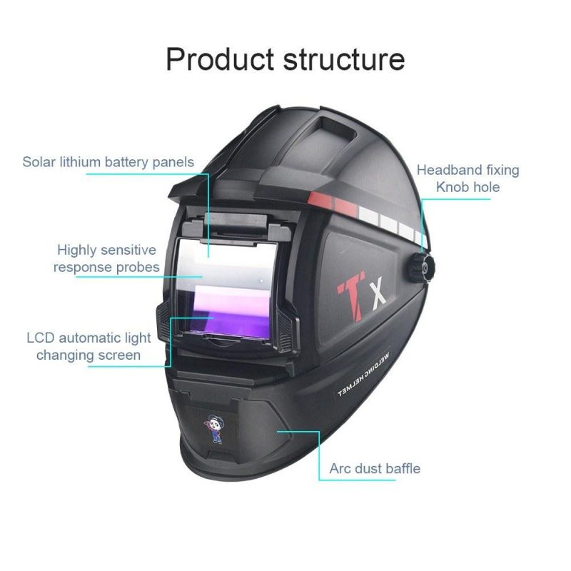 Solar Power Automatic Dimming Welding Mask HeadMounted Welding Helmets Welding Argon Arc Welding Mask Protective Welding Mask  |   Safety & Protective Gear Professional Tools Black