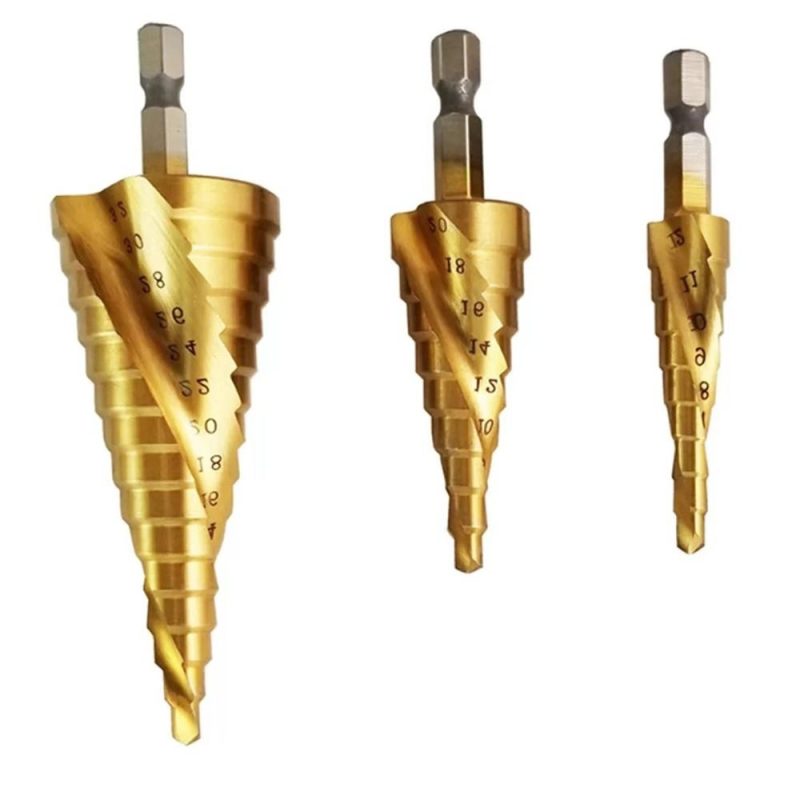 Spiral Grooved Step Drill Bit Set 4mm to 12mm/20mm/32mm Wood Metal Plastic Drilling Hole Titanium Plated Hex Shank Drill Bit  |   Drill Drill Drill