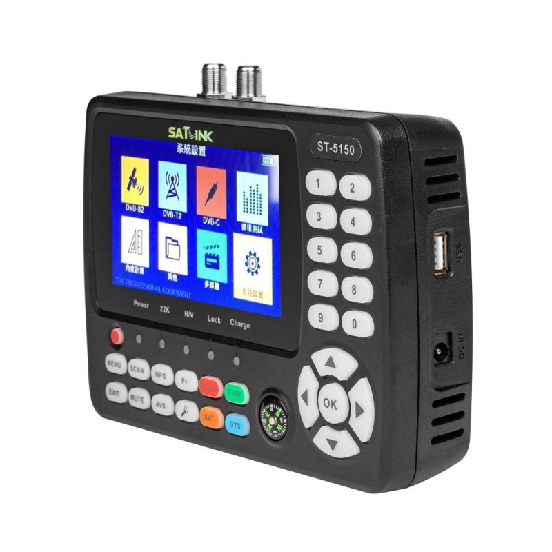 ST-5150 DVB-S2/T2/C COMBO HD Satellite TV Signal Finder Digital Handheld Signal Meter Satellite Finder H.265 HEVC MPEG-4 4.3 Inch TFT LCD EU Plug  |   Other Instruments Measurement & Analysis Instruments Black