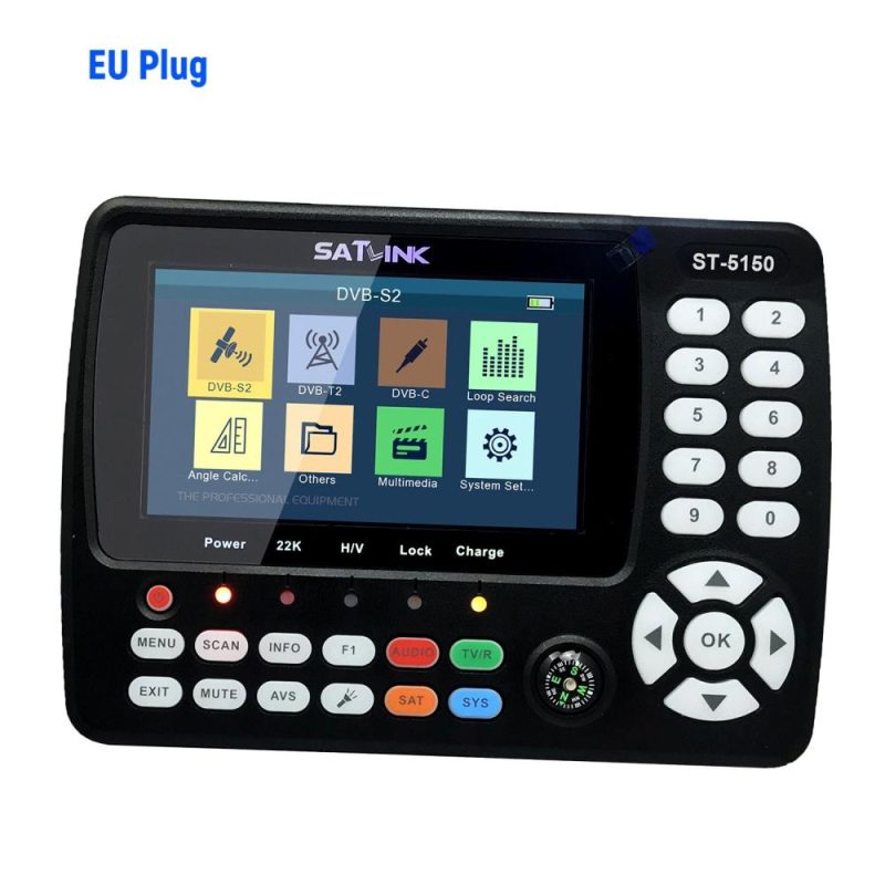 ST-5150 DVB-S2/T2/C COMBO HD Satellite TV Signal Finder Digital Handheld Signal Meter Satellite Finder H.265 HEVC MPEG-4 4.3 Inch TFT LCD EU Plug  |   Other Instruments Measurement & Analysis Instruments Black