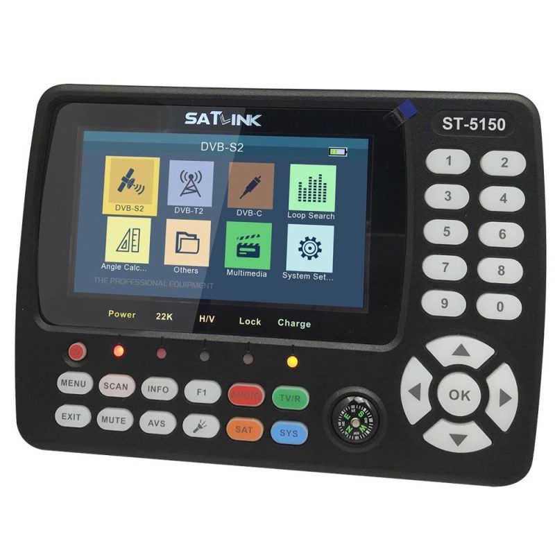 ST-5150 DVB-S2/T2/C COMBO HD Satellite TV Signal Finder Digital Handheld Signal Meter Satellite Finder H.265 HEVC MPEG-4 4.3 Inch TFT LCD EU Plug  |   Other Instruments Measurement & Analysis Instruments Black