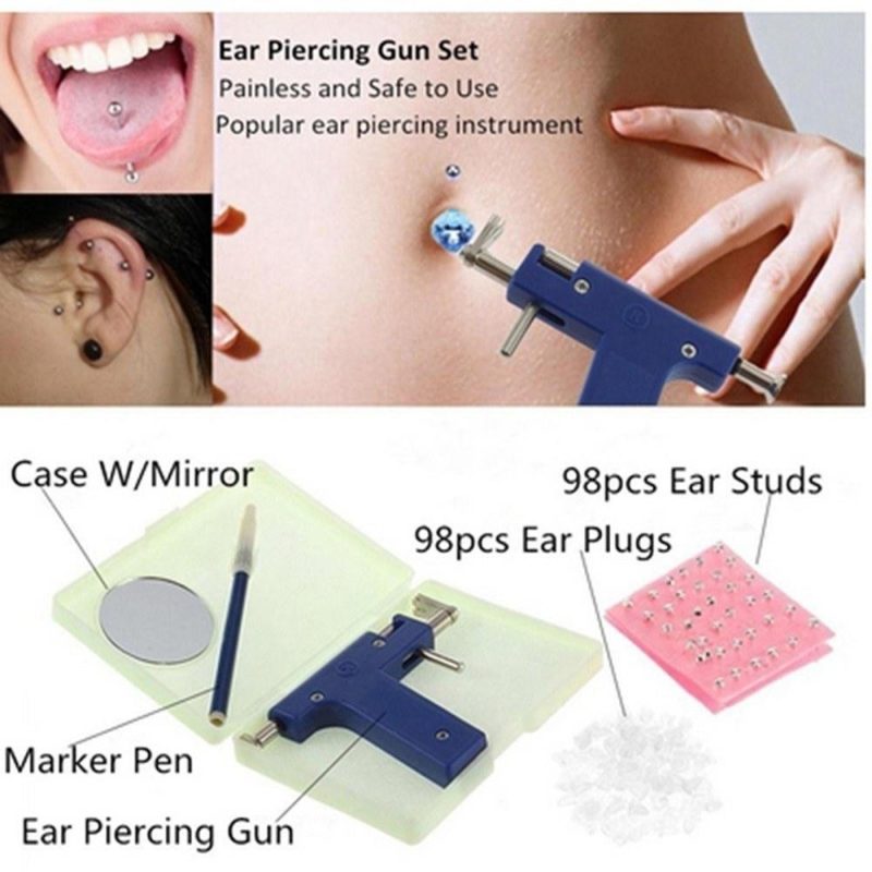 Stainless Steel Body Piercing Tool Kit Professional Ear Nose Navel Piercing Machine with Ears Studs Tools  |   Others Hardware & Gadgets Blue