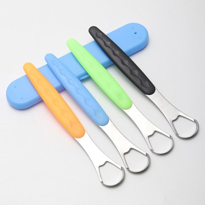 Stainless Steel Tongue Scraper Double Sided Curved Shape Tongue Cleaner for Adults Kids Improve Oral Condition Reduce Bad Breath  |   Others Hardware & Gadgets Black/Orange/Blue/Green