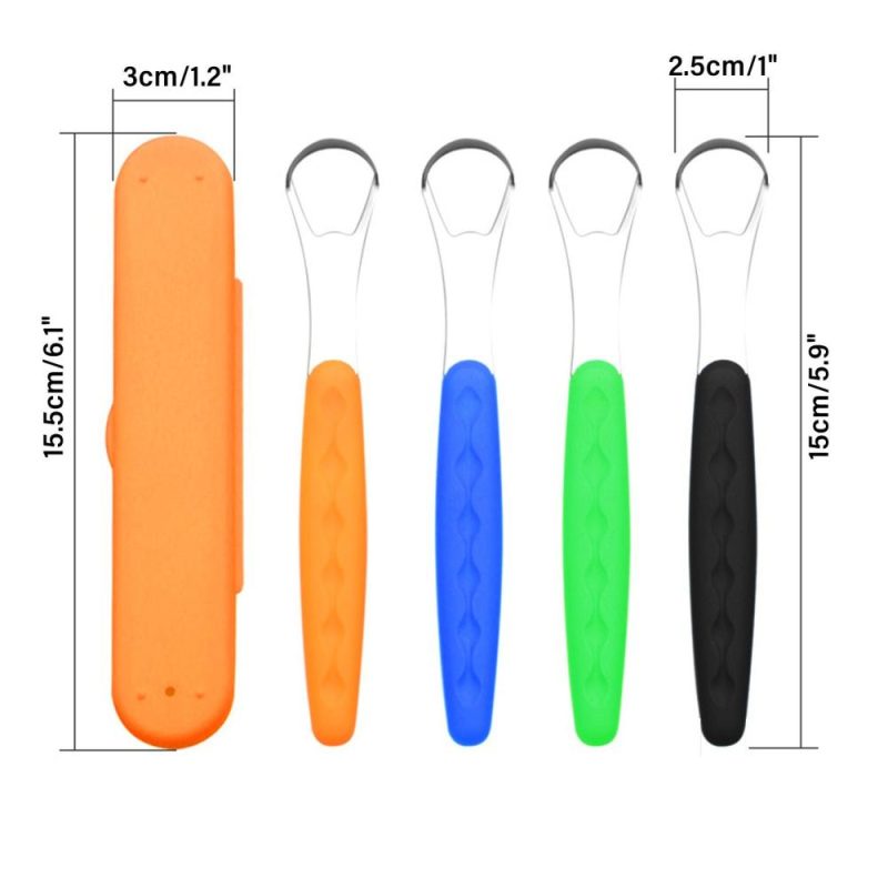 Stainless Steel Tongue Scraper Double Sided Curved Shape Tongue Cleaner for Adults Kids Improve Oral Condition Reduce Bad Breath  |   Others Hardware & Gadgets Black/Orange/Blue/Green