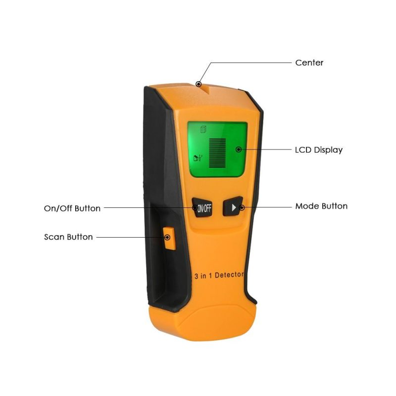 Stud Finder 3 in 1 Multi-functional LCD Digital Wall Detector Metal Wood AC Cable Live Wire Scanner  |   Other Instruments Measurement & Analysis Instruments Orange