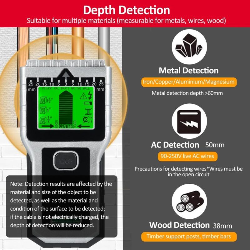 Stud Finder Wall Scanner 7 in 1 Multifunctional Wall Detector with 5 Modes & 2 Functions for Studs Wood Metal and AC Wires Detection  |   Other Instruments Measurement & Analysis Instruments Other Instruments