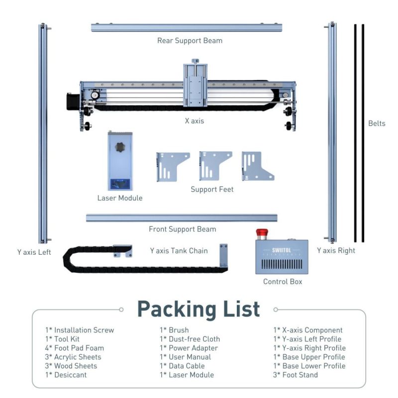 Swiitol C24 Pro 24W Laser Engraver with 400x400mm Honeycomb Working Table and Air Assit Pump and 4in1 Y-axis Rotary Roller and 8Pcs Height Raised Footpad  |   Laser Equipment Laser Equipment Laser Equipment