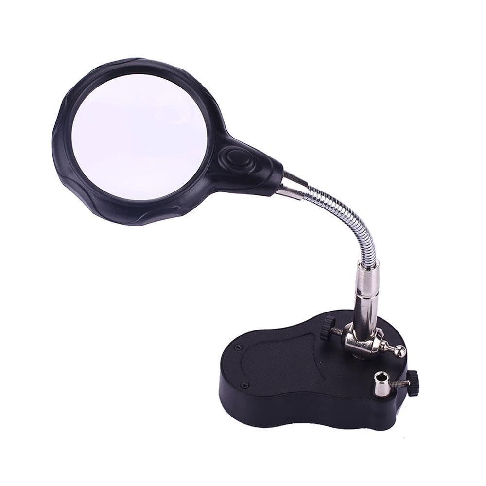 Tabletop Gooseneck 3.5x 12X Helping Hand Alligator Clip LED Magnifying Lamp Soldering Iron Jewelry Stand Lens Desk Adjustable Light Black  |   Magnifiers Hardware & Gadgets Black