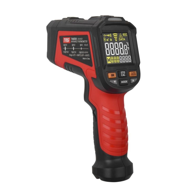 TASI Laser Infrared Thermometer Non-Contact Digital Temperature Machine -32℃~1080℃ (-26℉~1976℉) IR Thermometer with Color Screen and Adjustable Emissivity for Industrial Kitchen Cooking Automotive HVAC Not for Human Body Temp  |   Infrared Thermometer Infrared Thermometer Infrared Thermometer