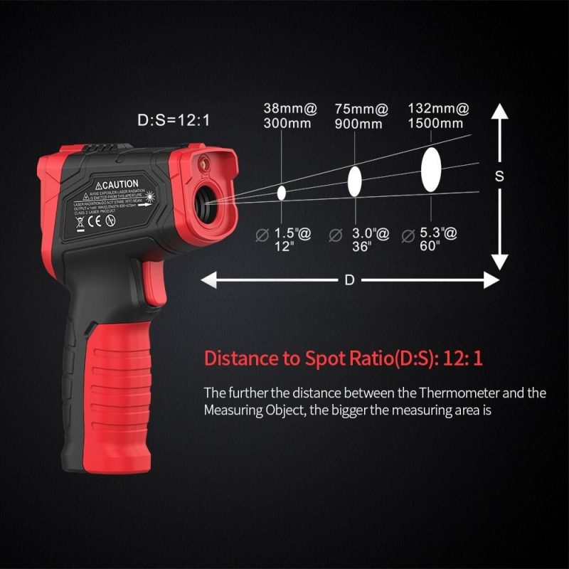 TASI Non-contact IR Infrared Thermometer Digital Handheld Temperature Tester 12:1 Pyrometer Color LCD Display with Backlight Centigrade Fahrenheit -50～680℃(-58～1256℉)  |   Infrared Thermometer Infrared Thermometer Infrared Thermometer