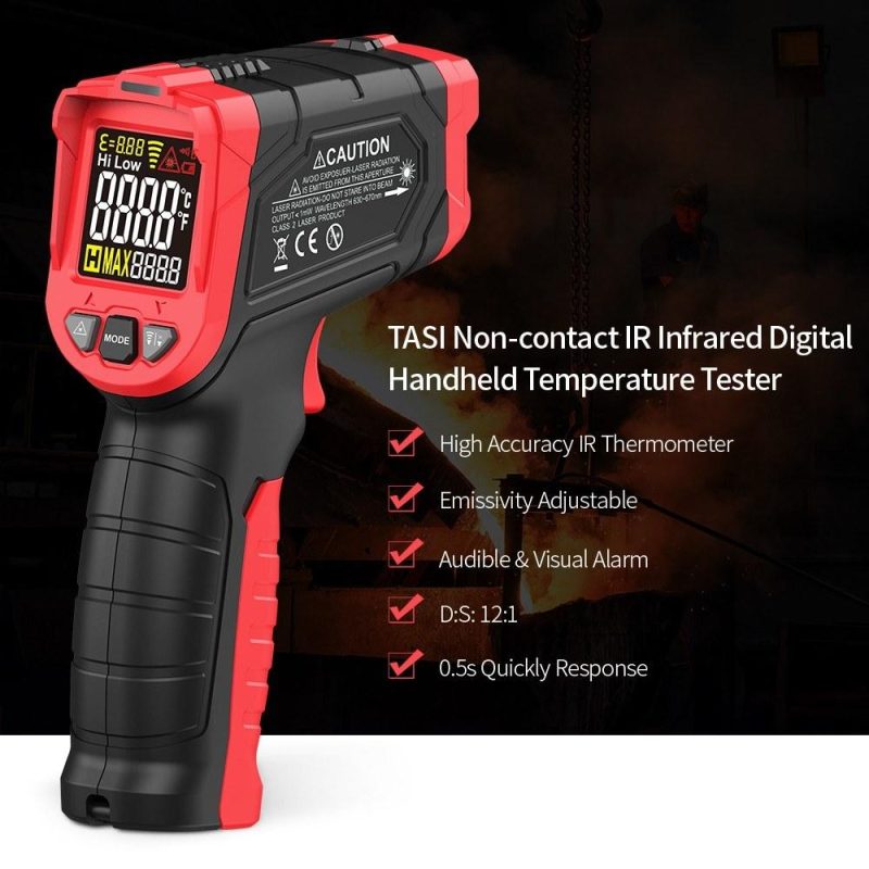 TASI Non-contact IR Infrared Thermometer Digital Handheld Temperature Tester 12:1 Pyrometer Color LCD Display with Backlight Centigrade Fahrenheit -50～680℃(-58～1256℉)  |   Infrared Thermometer Infrared Thermometer Infrared Thermometer