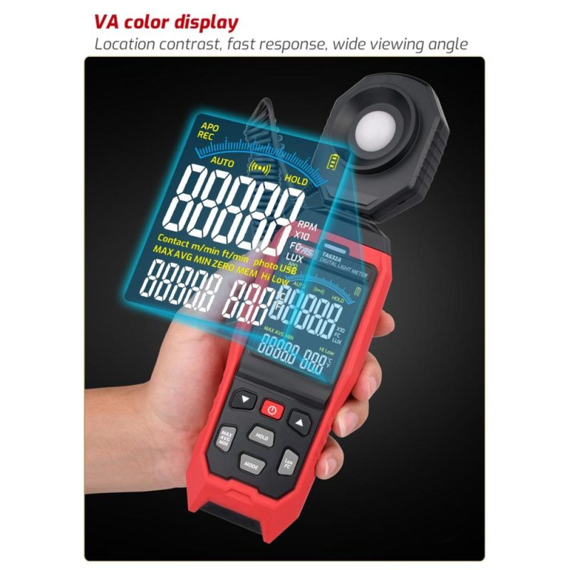 TASI TA632A LCD Digital Light Meter Mini Digital Lux Meter Handheld Illuminometer Luminometer Photometer Luxmeter Light Meter 0-200000 Lux  |   Other Instruments Measurement & Analysis Instruments Other Instruments