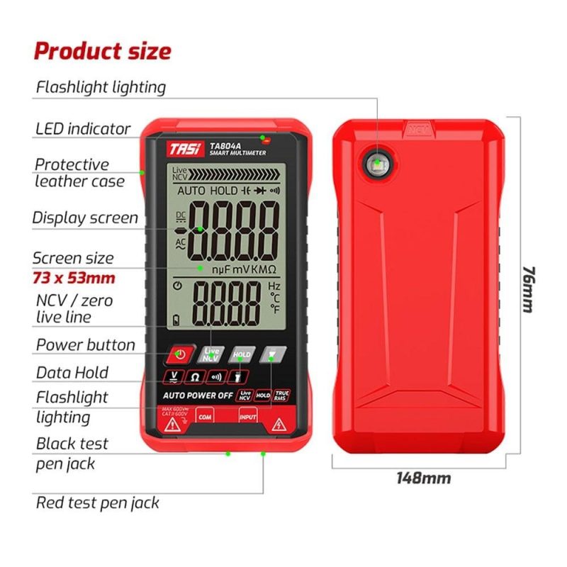 TASI TA804B Digital Multimeter Professional Auto Tester True RMS Multimeter Ultra-Thin Intelligent OHM NCV Voltage Meter Capacitance Diode Tester Auto and Manual Dual Mode  |   Digital Multimeters & Oscilloscopes Digital Multimeters & Oscilloscopes Digital Multimeters & Oscilloscopes