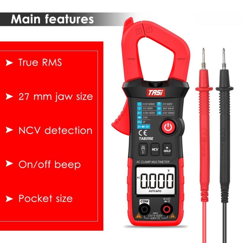 TASI TA8315E Digital Clamp Meter Multimeter Professional Tester True RMS Multimeter Mini Multifunctional Tester OHM NCV DC/AC Voltage Meter  |   Digital Multimeters & Oscilloscopes Digital Multimeters & Oscilloscopes Digital Multimeters & Oscilloscopes