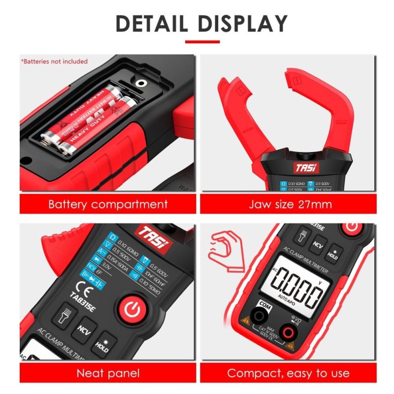 TASI TA8315E Digital Clamp Meter Multimeter Professional Tester True RMS Multimeter Mini Multifunctional Tester OHM NCV DC/AC Voltage Meter  |   Digital Multimeters & Oscilloscopes Digital Multimeters & Oscilloscopes Digital Multimeters & Oscilloscopes