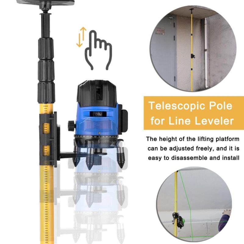 Telescopic Pole for Line Leveler Aluminum Alloy Adjustable Lift Extend Bracket Holder Stand Support for 1/4”and 5/8” Laser Level  |   Digital Scales Digital Scales Digital Scales