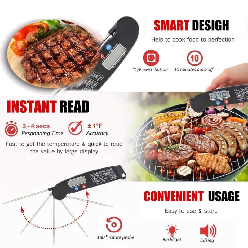 Thermometer Digital Instant Read Meat Thermometer Food Cooking Temperature Tester with Rotatable Probe Backlight for Grill BBQ Milk Kitchen Use  |   Temperature & Humidity Measurements Measurement & Analysis Instruments Temperature & Humidity Measurements