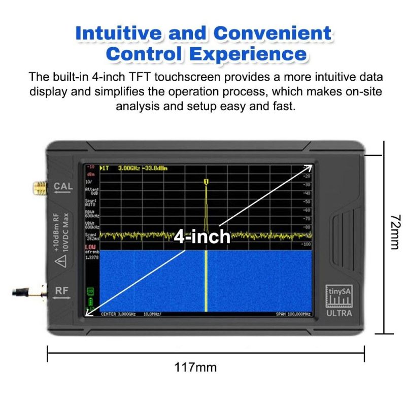 tinySA Portable Spectrum Analyzer Handheld 100k-5.3GHz High Frequency Signal Generator Built-in LNA with TFT Touchscreen Display Support PC Connection  |   Other Instruments Measurement & Analysis Instruments Black