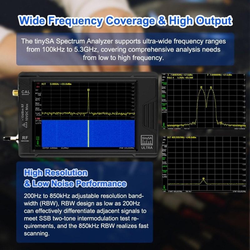 tinySA Portable Spectrum Analyzer Handheld 100k-5.3GHz High Frequency Signal Generator Built-in LNA with TFT Touchscreen Display Support PC Connection  |   Other Instruments Measurement & Analysis Instruments Black