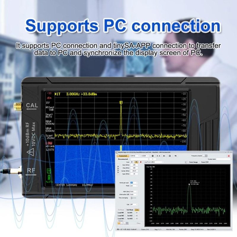 tinySA Portable Spectrum Analyzer Handheld 100k-5.3GHz High Frequency Signal Generator Built-in LNA with TFT Touchscreen Display Support PC Connection  |   Other Instruments Measurement & Analysis Instruments Black