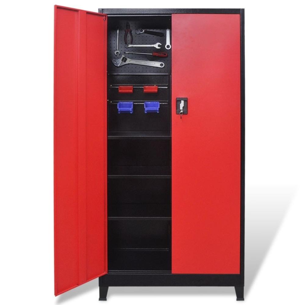 Tool cabinet with 2 doors steel 90x40x180 cm black / red  |   Others Others Black And Red