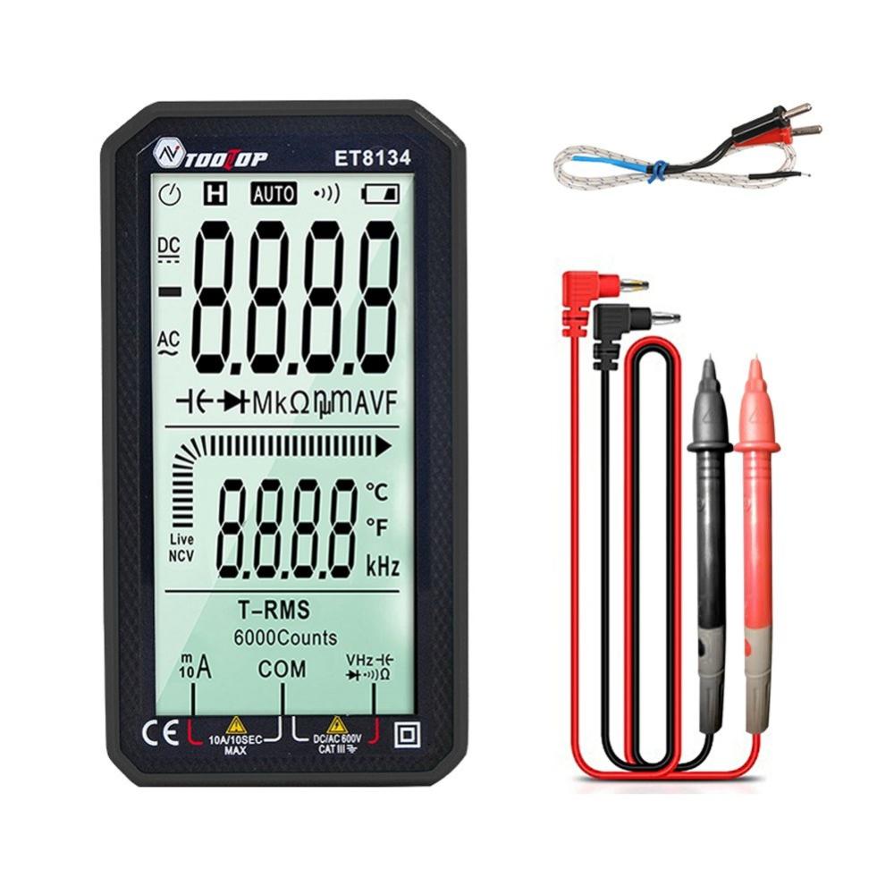 TOOLTOP ET8134 Portable 4.7 Inch LCD Screen Multimeter Direct Current Voltage Current AC Voltage Current Measurement Capacitance Resistance Measuring Multifunction Multimeter Backlight Function  |   Digital Multimeters & Oscilloscopes Digital Multimeters & Oscilloscopes Black + Red