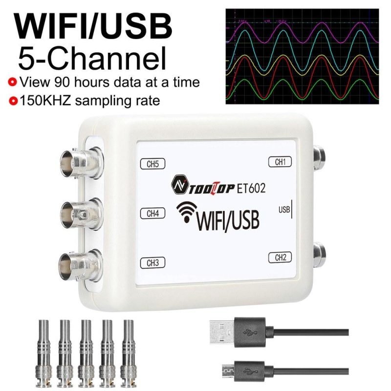 TOOLTOP Virtual Oscilloscope 5-channel Data Storage Acquisition Recorder 4 Measurment Modes Switchable  |   Digital Multimeters & Oscilloscopes Digital Multimeters & Oscilloscopes Digital Multimeters & Oscilloscopes