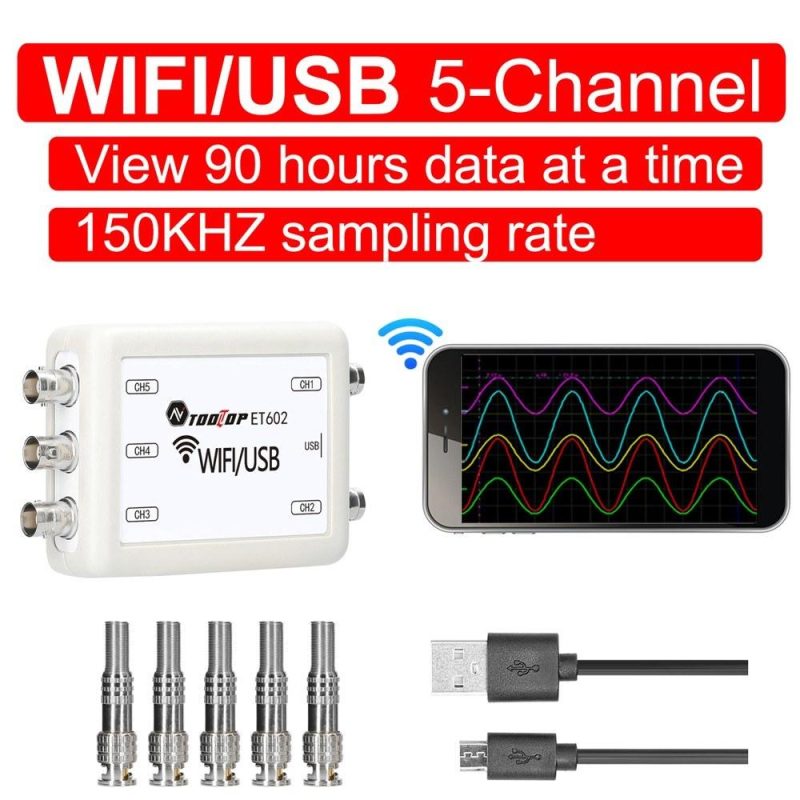 TOOLTOP Virtual Oscilloscope 5-channel Data Storage Acquisition Recorder 4 Measurment Modes Switchable  |   Digital Multimeters & Oscilloscopes Digital Multimeters & Oscilloscopes Digital Multimeters & Oscilloscopes