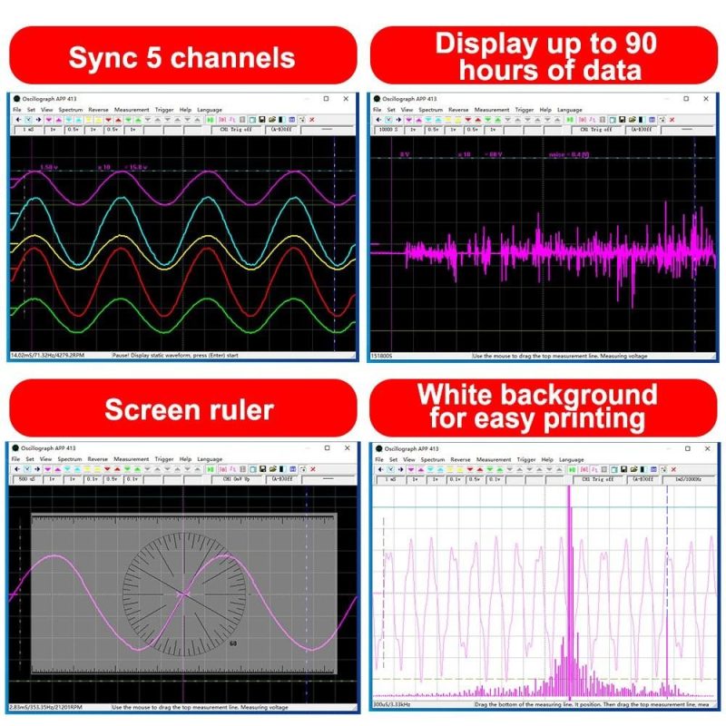 TOOLTOP Virtual Oscilloscope 5-channel Data Storage Acquisition Recorder 4 Measurment Modes Switchable  |   Digital Multimeters & Oscilloscopes Digital Multimeters & Oscilloscopes Digital Multimeters & Oscilloscopes