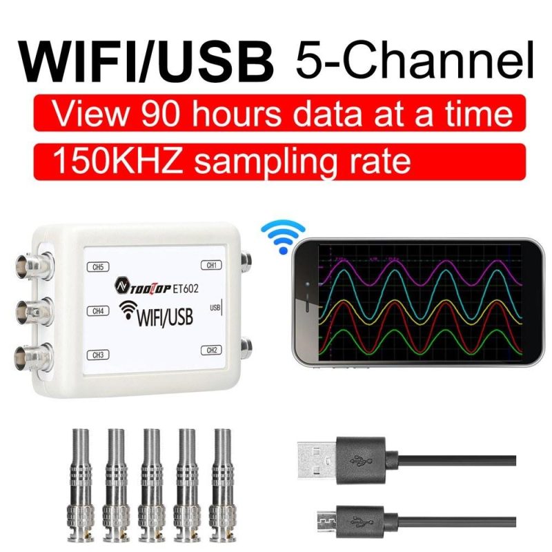 TOOLTOP Virtual Oscilloscope 5-channel Data Storage Acquisition Recorder 4 Measurment Modes Switchable  |   Digital Multimeters & Oscilloscopes Digital Multimeters & Oscilloscopes Digital Multimeters & Oscilloscopes