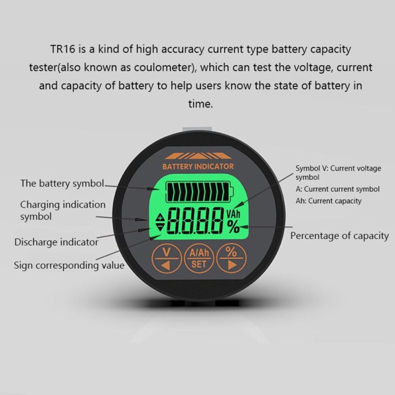 TR16 8-120V Waterproof Battery Capacity Tester Voltage Current LCD Display with Memory Function  |   Other Instruments Measurement & Analysis Instruments Other Instruments