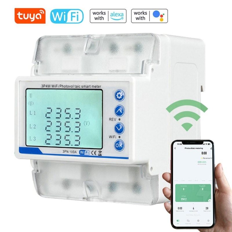 Tuya WiFi 3P4W Photovoltaic Meter Three Phase Reclosure Switch Intelligent Reclosing Protector  |   Electrical Measuring Tools Electrical Measuring Tools Electrical Measuring Tools