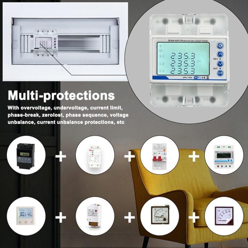 Tuya WiFi 3P4W Photovoltaic Meter Three Phase Reclosure Switch Intelligent Reclosing Protector  |   Electrical Measuring Tools Electrical Measuring Tools Electrical Measuring Tools