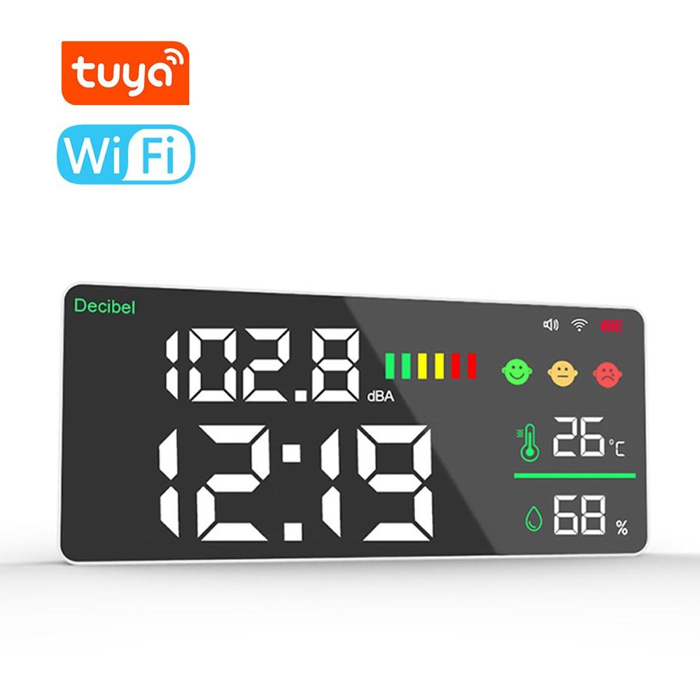 Tuya WiFi Decibel Meter 4 in1 Temperature Humidity Decibel Test Alarm Clock  |   Temperature & Humidity Measurements Measurement & Analysis Instruments Black