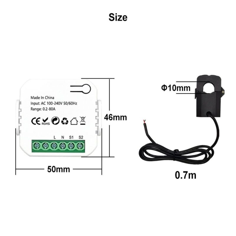 Tuya WiFi Energy Meter 80A Current Transformer Clamp KWh Power Monitor Compatible Alexa Google Home for Voice Control  |   Other Instruments Measurement & Analysis Instruments Other Instruments