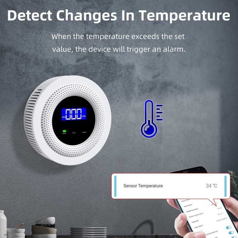 Tuya Wifi Gases Leakage Detection Device Live Voice Prompt APP Remote Alarm with Concentration Display USB Power Supplys High Decible Alarm  |   Gas detection equipment Gas detection equipment Gas detection equipment