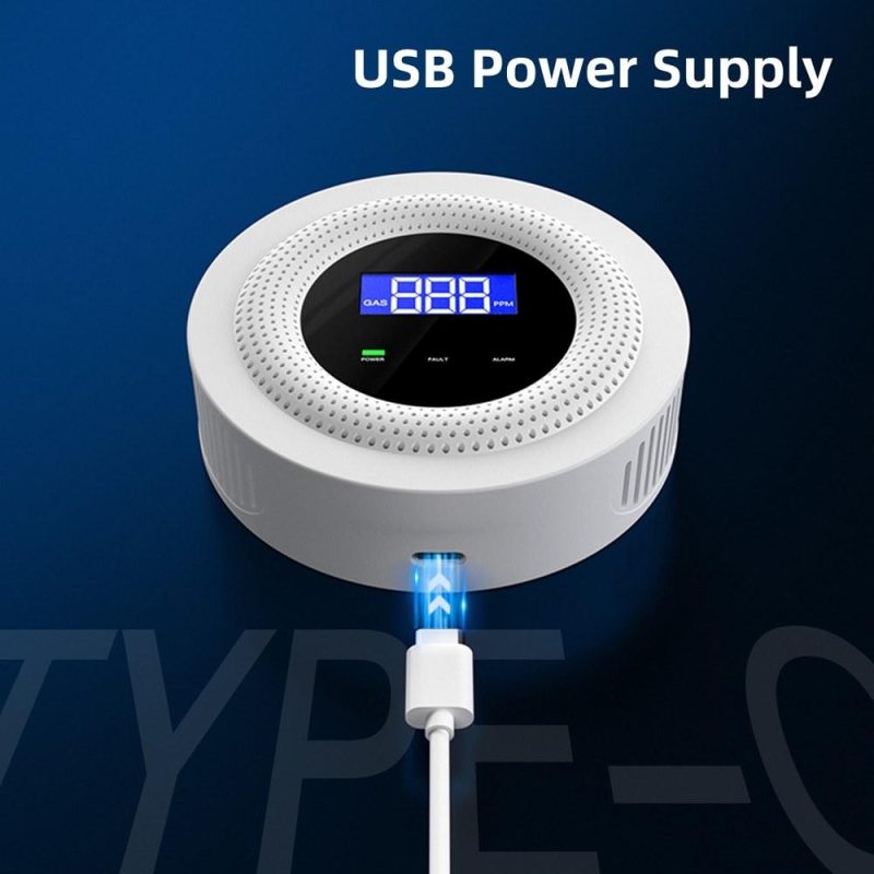 Tuya Wifi Gases Leakage Detection Device Live Voice Prompt APP Remote Alarm with Concentration Display USB Power Supplys High Decible Alarm  |   Gas detection equipment Gas detection equipment Gas detection equipment