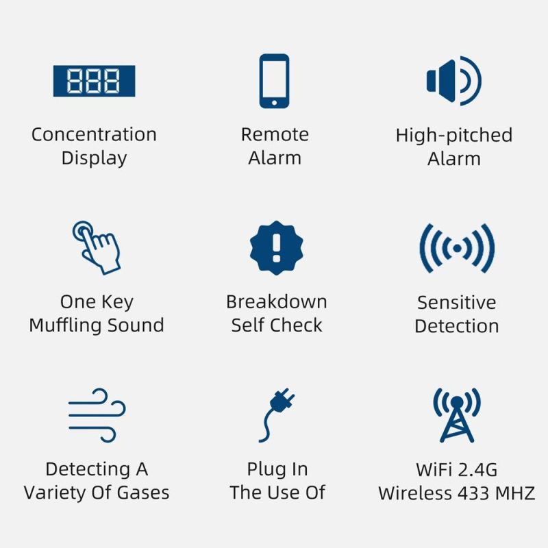 Tuya Wifi Gases Leakage Detection Device Live Voice Prompt APP Remote Alarm with Concentration Display USB Power Supplys High Decible Alarm  |   Gas detection equipment Gas detection equipment Gas detection equipment