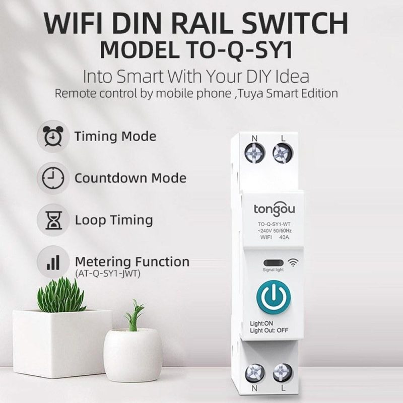 Tuya Wifi Intelligent Circuit Breaker Wireless Remotes Control Din Rail Switch Compatible with Alexa Google Home 10A  |   Other Instruments Measurement & Analysis Instruments Other Instruments