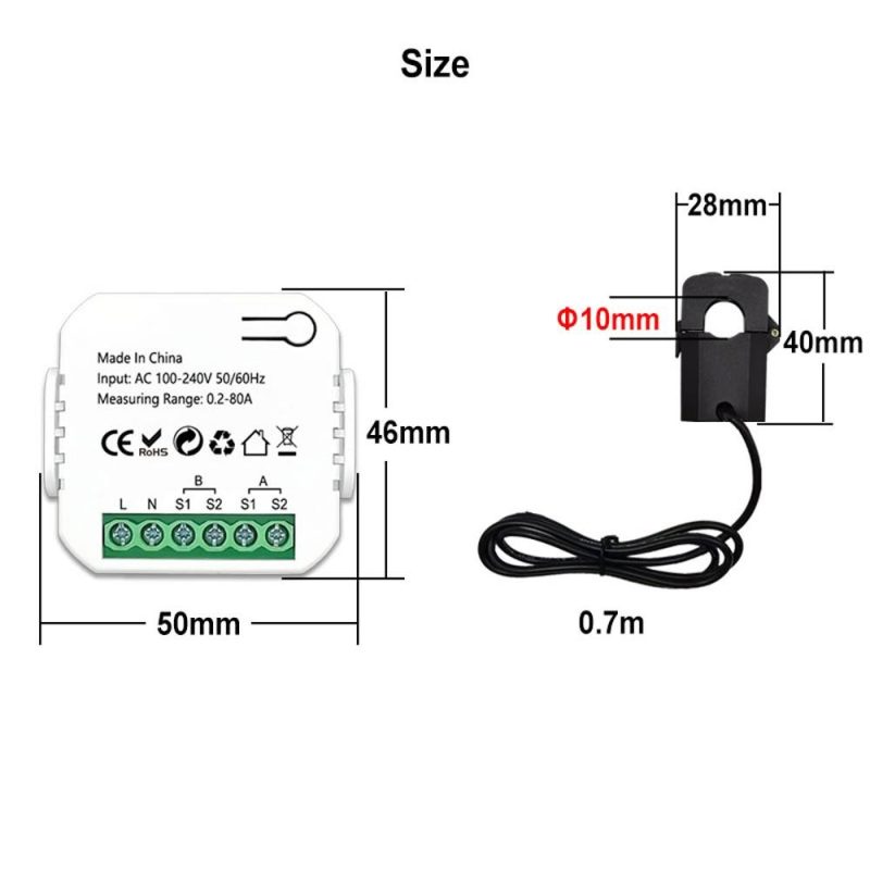 Tuya Wifi Intelligent Energy Meter Solar PV System Power Production Consumption Bidirectional Monitoring Meter Mobilephone APP Control Power Monitor with CT  |   Electrical Measuring Tools Electrical Measuring Tools Electrical Measuring Tools