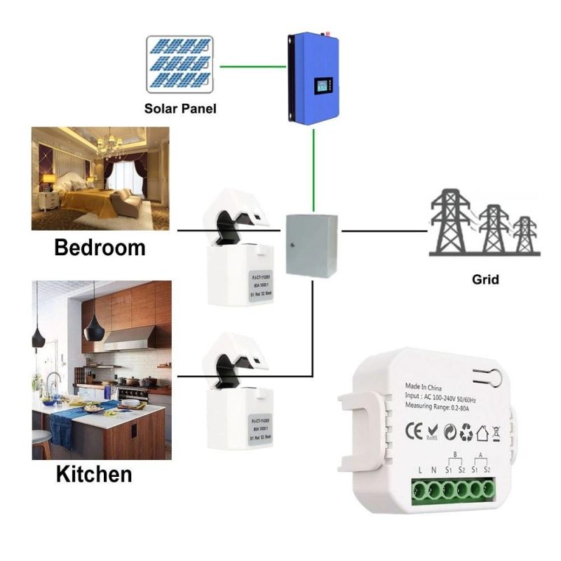 Tuya Wifi Intelligent Energy Meter Solar PV System Power Production Consumption Bidirectional Monitoring Meter Mobilephone APP Control Power Monitor with CT  |   Electrical Measuring Tools Electrical Measuring Tools Electrical Measuring Tools