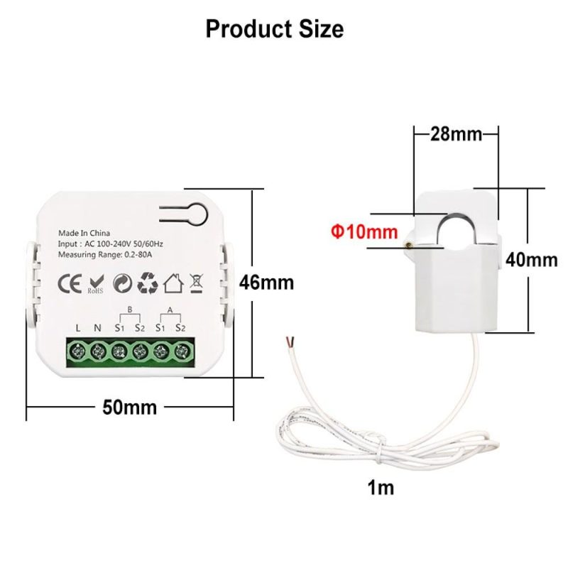 Tuya Wifi Intelligent Energy Meter Solar PV System Power Production Consumption Bidirectional Monitoring Meter Mobilephone APP Control Power Monitor with CT  |   Electrical Measuring Tools Electrical Measuring Tools Electrical Measuring Tools